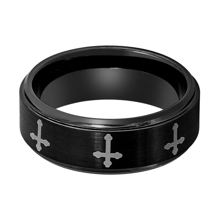 IRONLANCE | Tungsten Ring 8 Laser Engraved Crosses - Rings - Aydins Jewelry - 2
