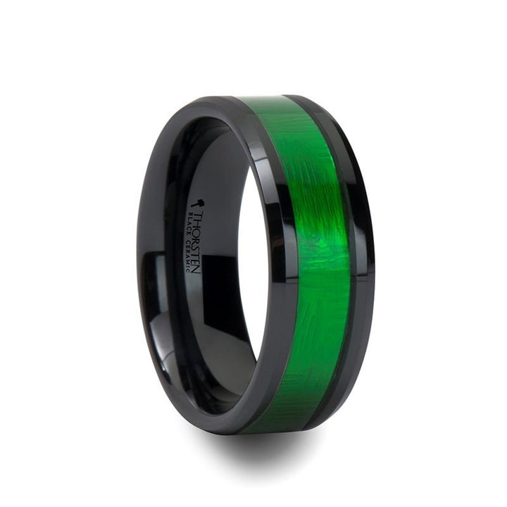 IRVING | Ceramic Ring Textured Green Inlay - Rings - Aydins Jewelry - 1