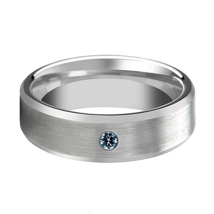 ISAAC | Tungsten Ring Blue Diamond & Beveled Edges - Rings - Aydins Jewelry - 2