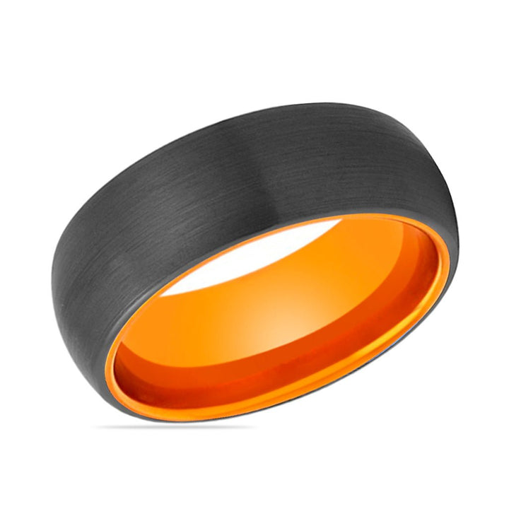 JAGUAR | Orange Ring, Black Tungsten Ring, Brushed, Domed - Rings - Aydins Jewelry - 2