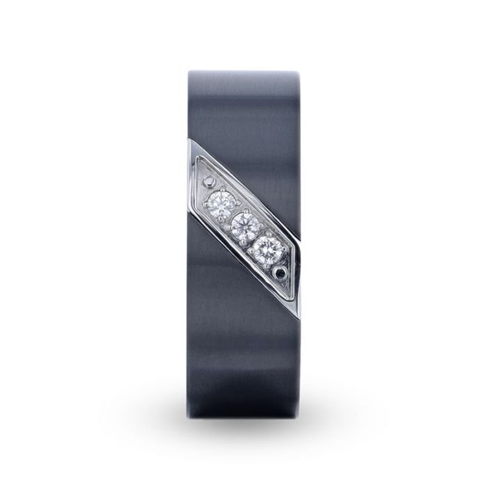 JAGUAR | Titanium Ring Silver-Coated Diagonal Design - Rings - Aydins Jewelry - 2
