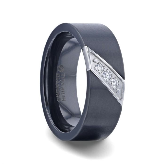 JAGUAR | Titanium Ring Silver-Coated Diagonal Design - Rings - Aydins Jewelry - 1