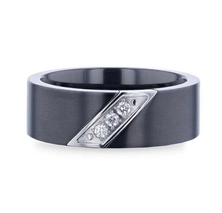 JAGUAR | Titanium Ring Silver-Coated Diagonal Design - Rings - Aydins Jewelry - 3