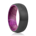 JAMANI | Purple Wood, Black Tungsten Ring, Brushed, Domed - Rings - Aydins Jewelry - 1