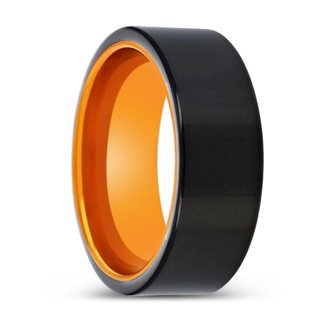 JEROLD | Orange Ring, Black Tungsten Ring, Shiny, Flat - Rings - Aydins Jewelry - 1