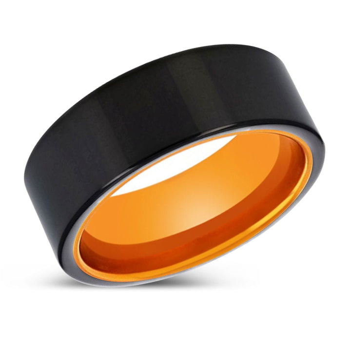 JEROLD | Orange Ring, Black Tungsten Ring, Shiny, Flat - Rings - Aydins Jewelry - 2