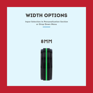 JOLIET | Black & Red Wood, Black Tungsten Ring, Green Groove, Stepped Edge - Rings - Aydins Jewelry - 3