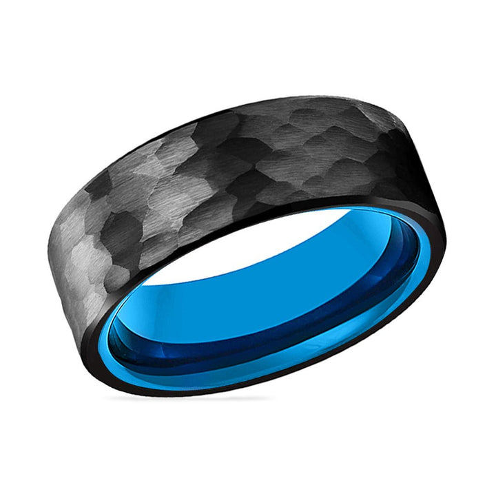 KAILANI | Blue Tungsten Ring, Black Tungsten Ring, Hammered, Flat - Rings - Aydins Jewelry - 2