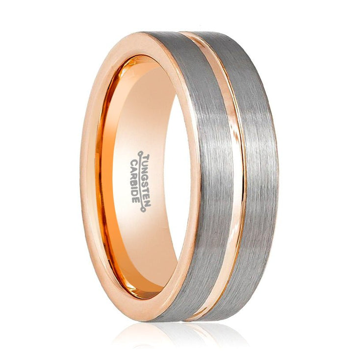 KASE | Tungsten Ring Rose Gold Groove - Rings - Aydins Jewelry - 1
