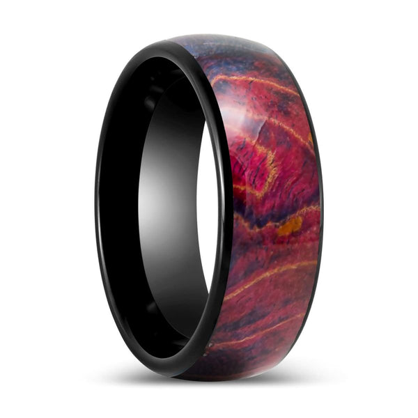 KEMPS | Black Tungsten Ring Stabilized Burl Wood Inlay - Rings - Aydins Jewelry
