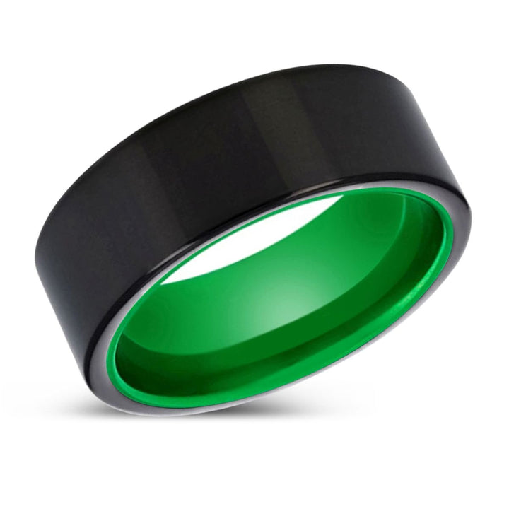 KENTON | Green Ring, Black Tungsten Ring, Shiny, Flat - Rings - Aydins Jewelry - 2