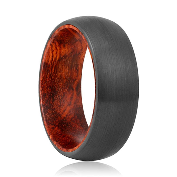 KNOT | Snake Wood, Black Tungsten Ring, Brushed, Domed - Rings - Aydins Jewelry - 1