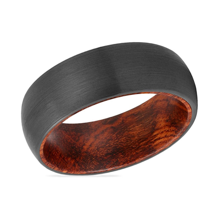 KNOT | Snake Wood, Black Tungsten Ring, Brushed, Domed - Rings - Aydins Jewelry - 2