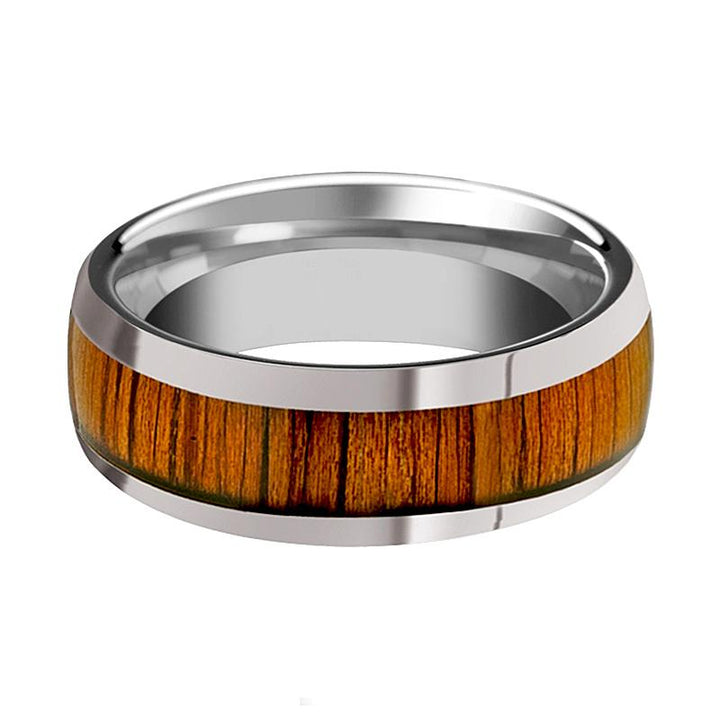 KAMEHA | Silver Tungste Ring, Koa Wood Inlay, Domed - Rings - Aydins Jewelry - 2