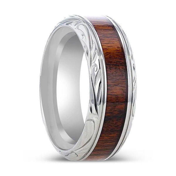 KRAFT | Titanium Ring, Black Walnut Wood Inlay, Beveled Edges - Rings - Aydins Jewelry