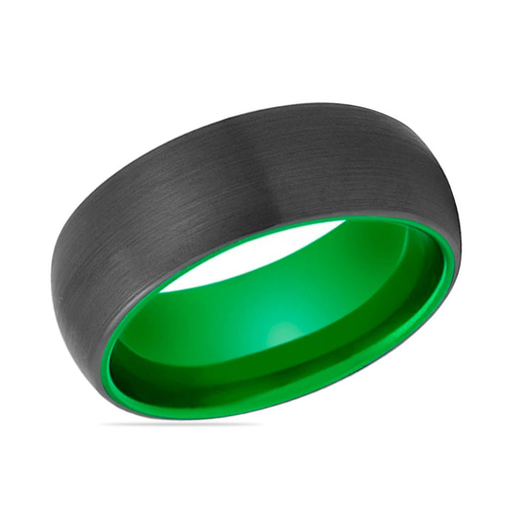 LAMBO | Green Ring, Black Tungsten Ring, Brushed, Domed - Rings - Aydins Jewelry - 2