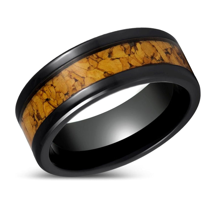 LANG | Black Tungsten Ring with Natural Cork Inlay - Rings - Aydins Jewelry - 2
