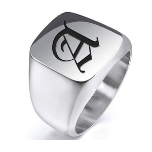 Laser Engraved Signet Ring Silver with Initial or Custom Logo - Signet Rings - Aydins Jewelry - 1