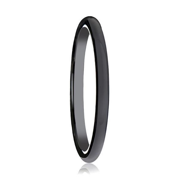 ALESSIA Black Ceramic Ring Domed Shaped Wedding Band for Women - Rings - Aydins_Jewelry