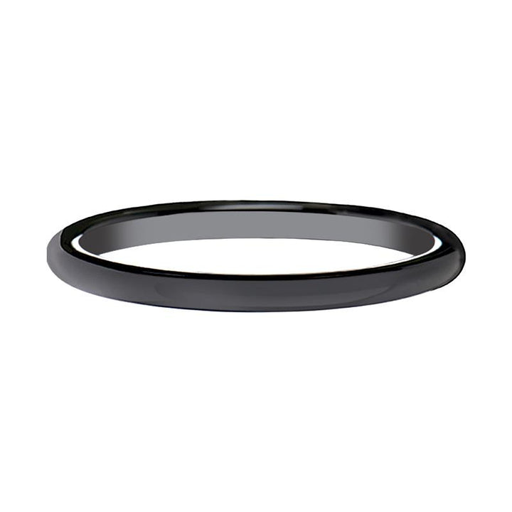 LAUREEN | Women's Black Ceramic Ring, Shiny Domed