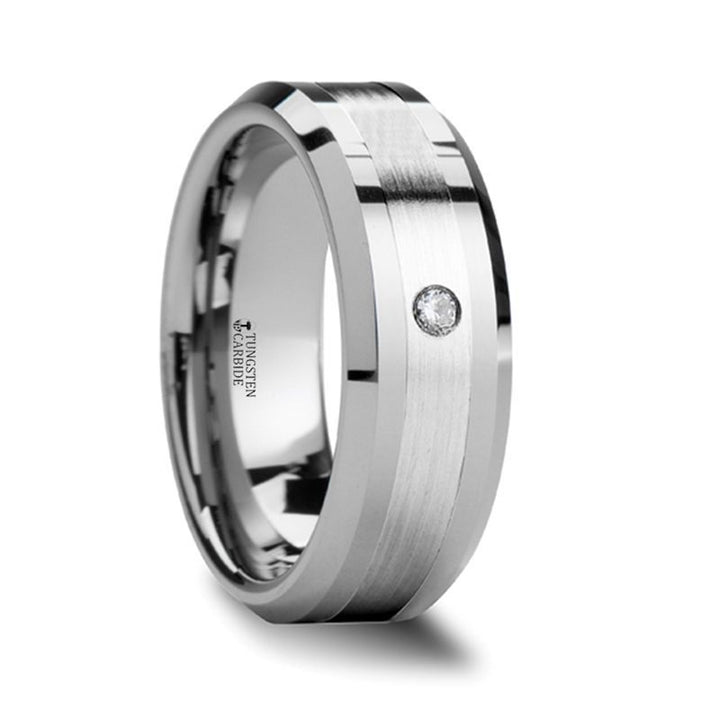 LAURENT | Tungsten Ring with Diamond - Rings - Aydins Jewelry - 1
