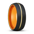 LECTER | Orange Ring, Black Tungsten Ring, Rose Gold Groove, Domed - Rings - Aydins Jewelry - 1