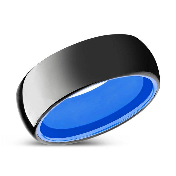 LEGION | Blue Ring, Black Tungsten Ring, Shiny, Domed - Rings - Aydins Jewelry - 2