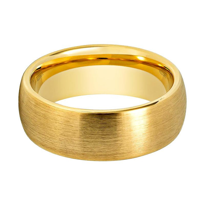 LEONANTUS | Gold Tungsten Ring, Brushed, Domed