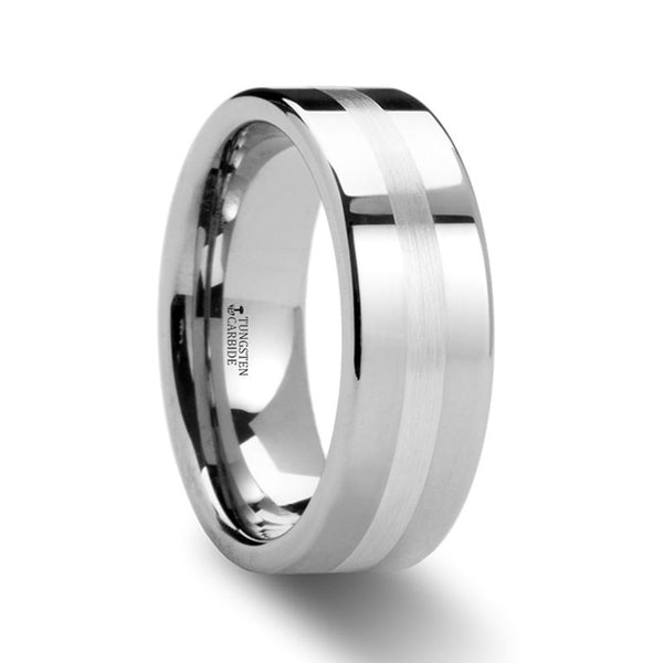 LETHOLDUS | Tungsten Ring Palladium Inlay Flat - Rings - Aydins Jewelry - 1