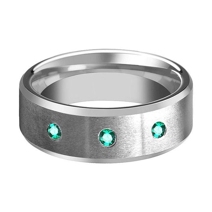 LEVI | Tungsten Ring 3 Green Emerald Setting - Rings - Aydins Jewelry - 2