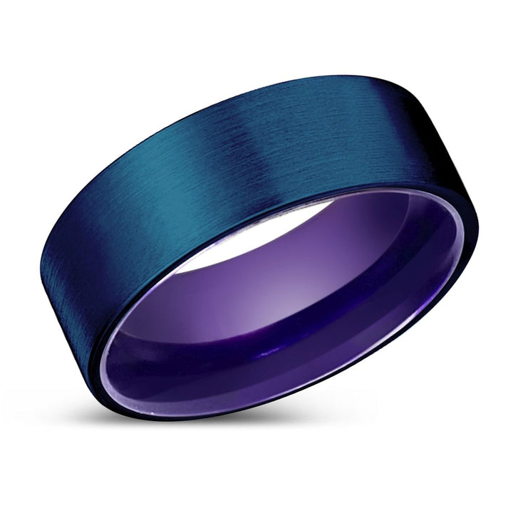 LEVIAN | Purple Ring, Blue Tungsten Ring, Brushed, Flat - Rings - Aydins Jewelry