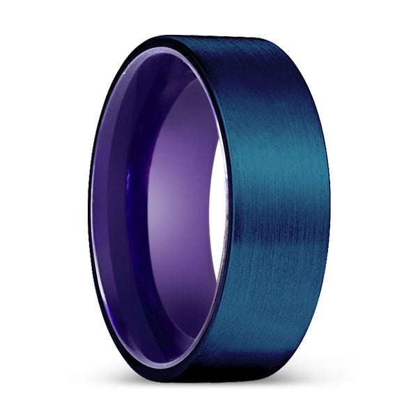 LEVIAN | Purple Ring, Blue Tungsten Ring, Brushed, Flat - Rings - Aydins Jewelry