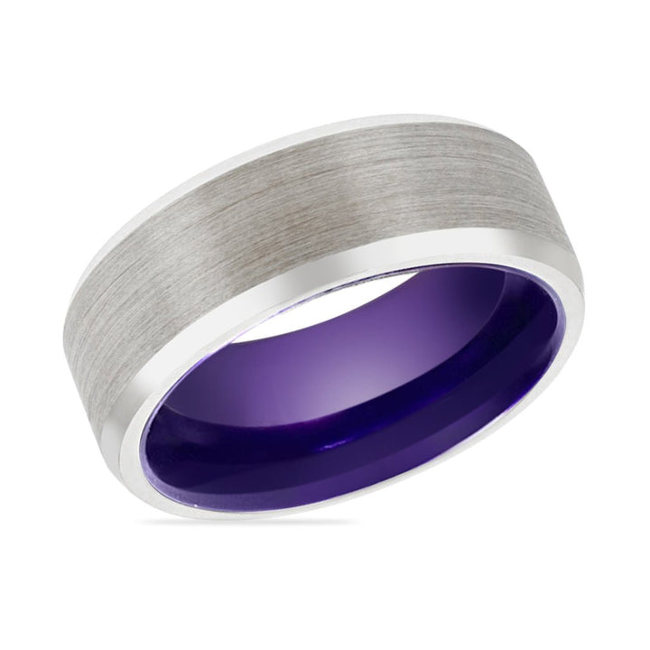 LISIANTHUS | Purple Ring, Silver Tungsten Ring, Brushed, Beveled - Rings - Aydins Jewelry - 2