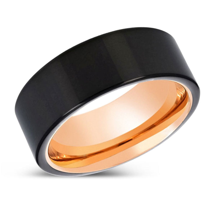 LOCKINGE | Rose Gold Ring, Black Tungsten Ring, Shiny, Flat - Rings - Aydins Jewelry - 2
