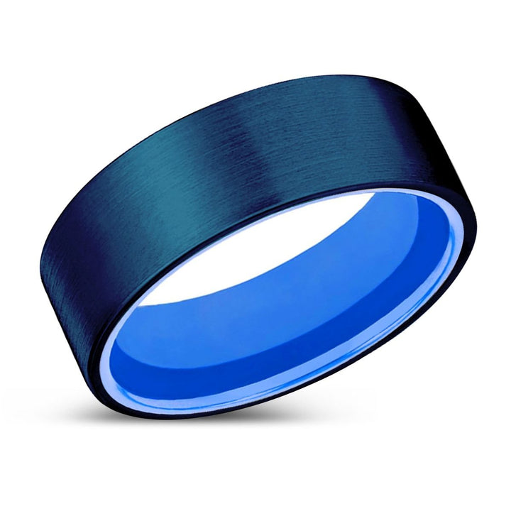 LUGANO | Blue Ring, Blue Tungsten Ring, Brushed, Flat - Rings - Aydins Jewelry - 2