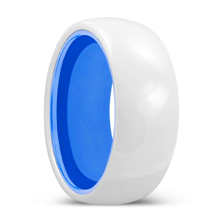LUMINA | Blue Ring, White Ceramic Ring, Domed - Rings - Aydins Jewelry - 1