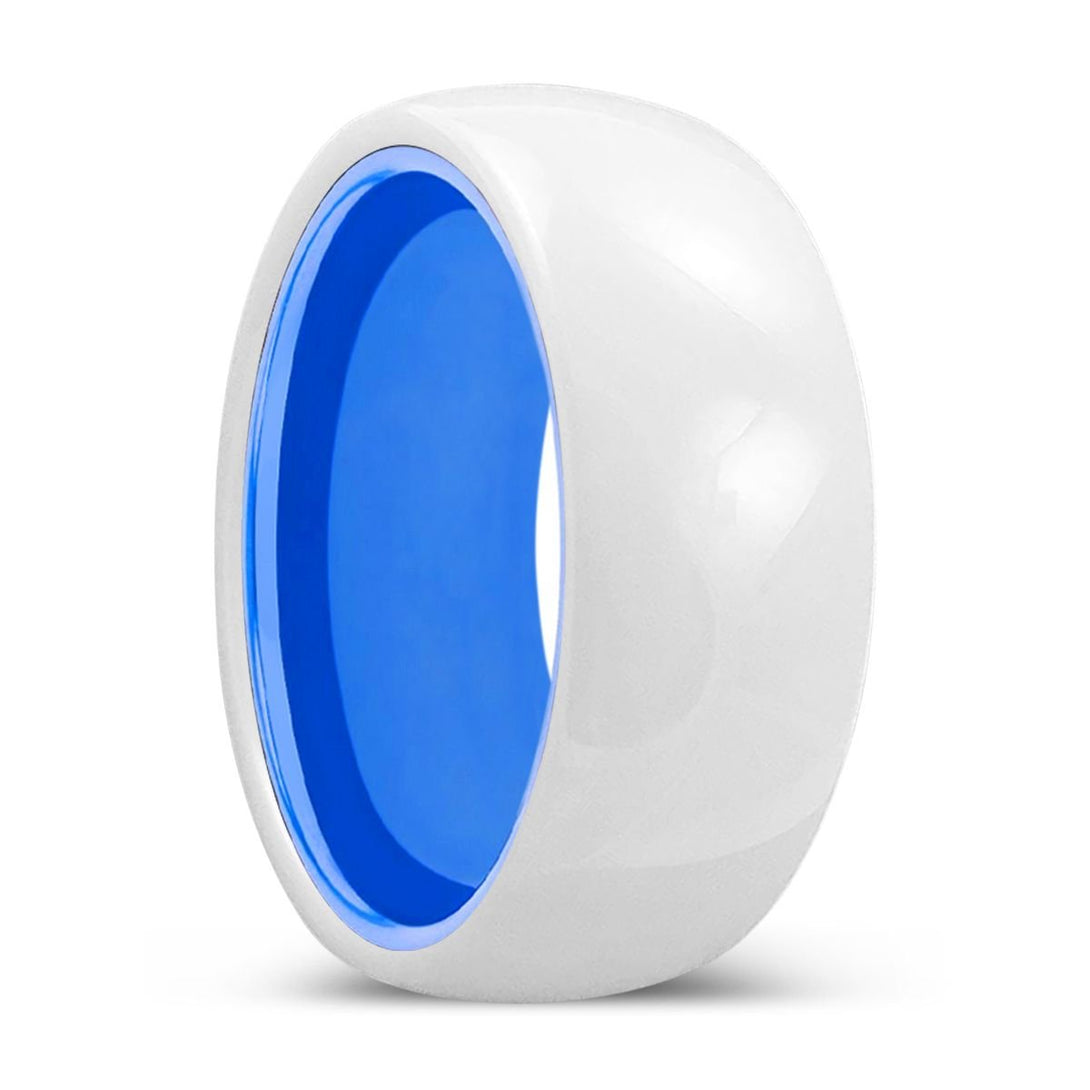 LUMINA | Blue Ring, White Ceramic Ring, Domed - Rings - Aydins Jewelry - 1