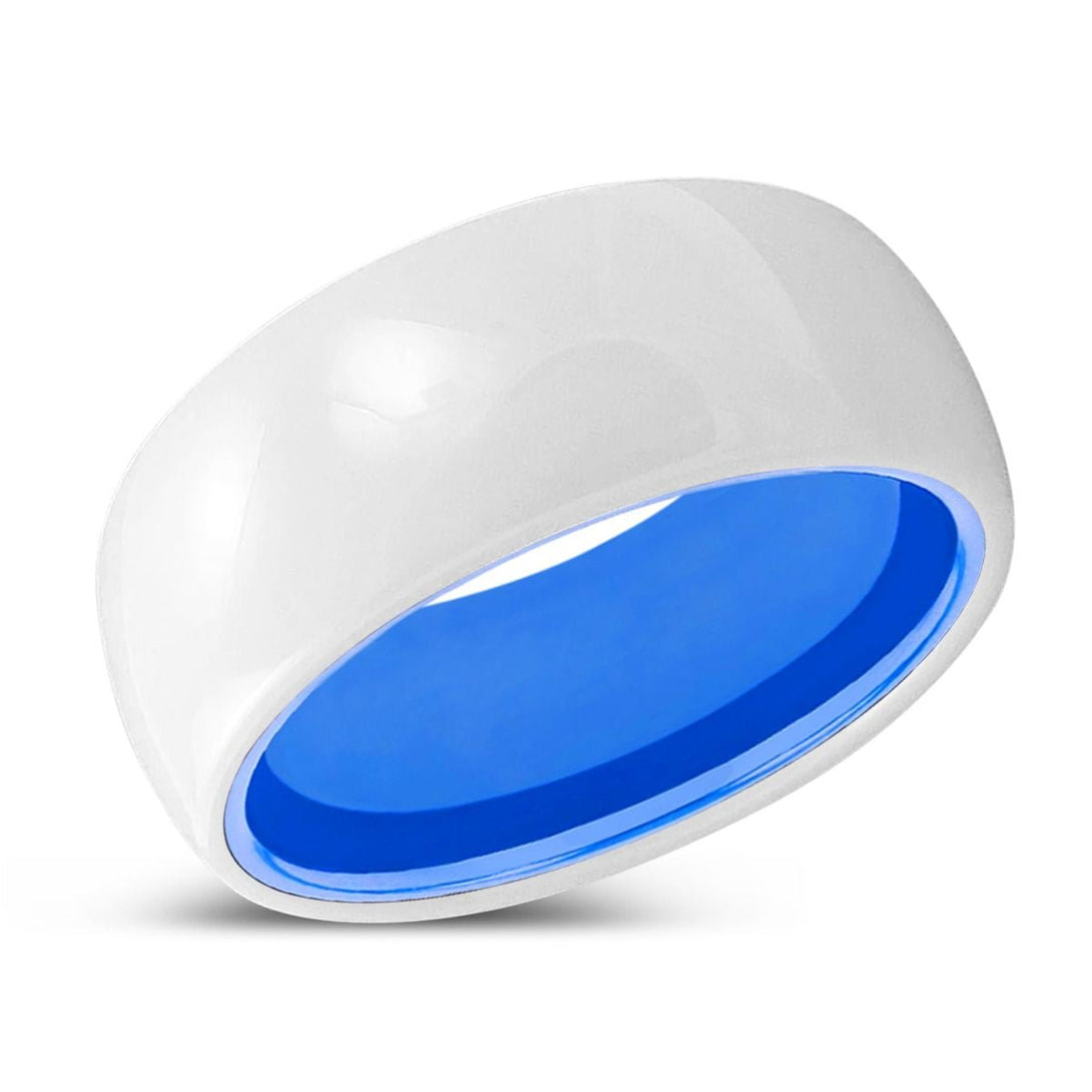 LUMINA | Blue Ring, White Ceramic Ring, Domed - Rings - Aydins Jewelry - 2