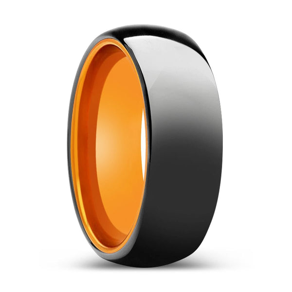 LYKAN | Orange Ring, Black Tungsten Ring, Shiny, Domed - Rings - Aydins Jewelry - 1