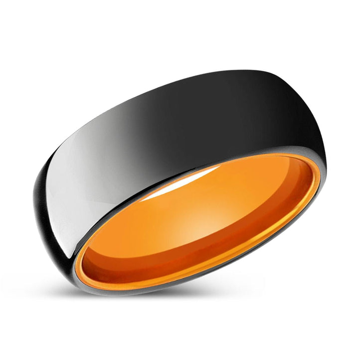 LYKAN | Orange Ring, Black Tungsten Ring, Shiny, Domed - Rings - Aydins Jewelry - 2