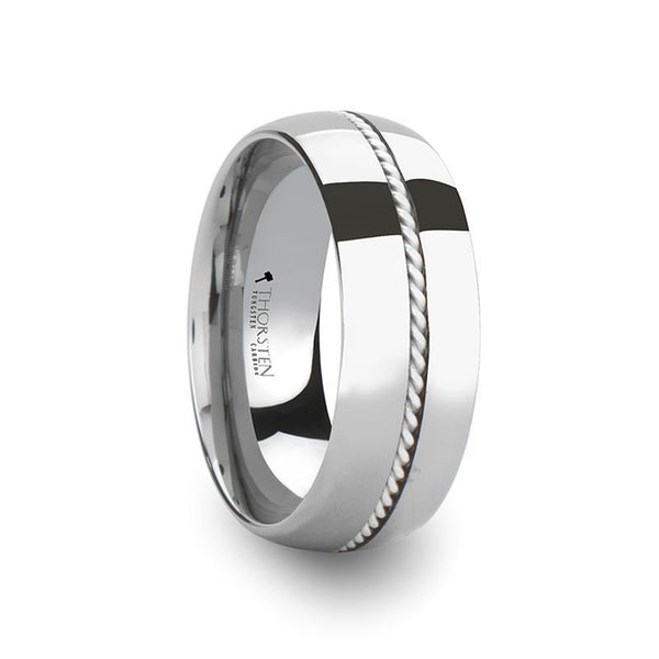 LYON | Tungsten Ring Braided Silver Inlay - Rings - Aydins Jewelry - 1