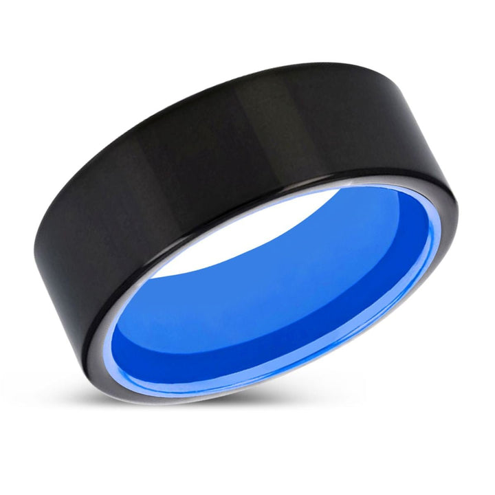 MADDEN | Blue Ring, Black Tungsten Ring, Shiny, Flat - Rings - Aydins Jewelry - 2