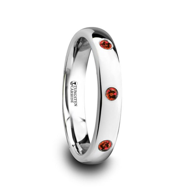 MAERA | Tungsten Ring 3 Red Rubies Setting - Rings - Aydins Jewelry - 1