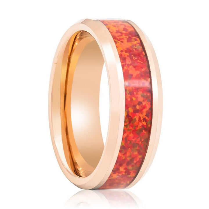MAGICA | Tungsten Ring Red Fire Opal Inlay - Rings - Aydins Jewelry - 1