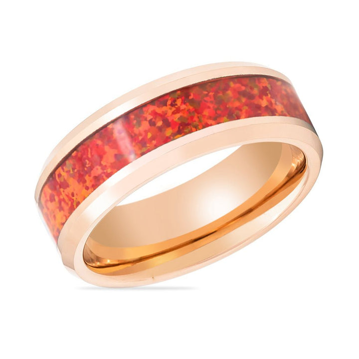 MAGICA | Tungsten Ring Red Fire Opal Inlay - Rings - Aydins Jewelry - 2