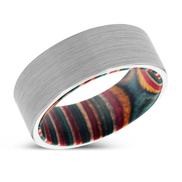 MAHONEY | Multi Color Wood, White Tungsten Ring, Brushed, Flat - Rings - Aydins Jewelry - 2