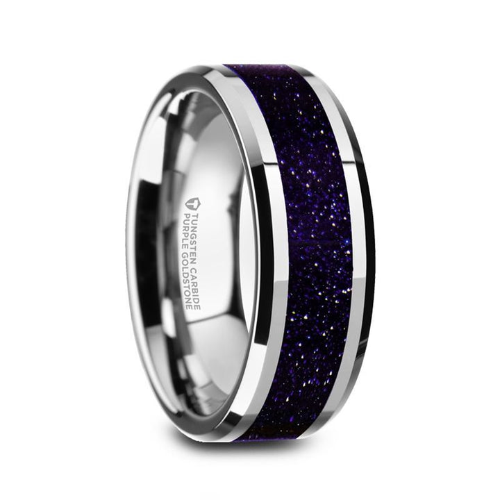 MAKI | Tungsten Ring Purple Goldstone Inlay - Rings - Aydins Jewelry - 1