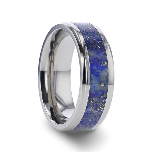 MALONE | Titanium Ring Blue Lapis Inlay