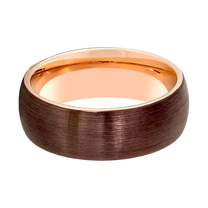 MARAR | Rose Gold Tungsten Ring, Brown Brushed, Domed - Rings - Aydins Jewelry - 2
