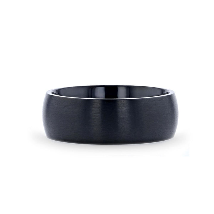 MARAUDER | Black Titanium Ring, Black Brushed Domed - Rings - Aydins Jewelry